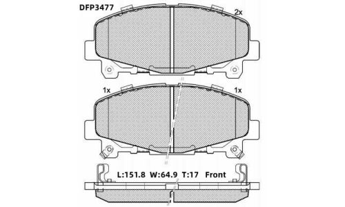 Колодки тормозные дисковые Double Force, передние, комплект на ось (4 шт), арт. DFP3477