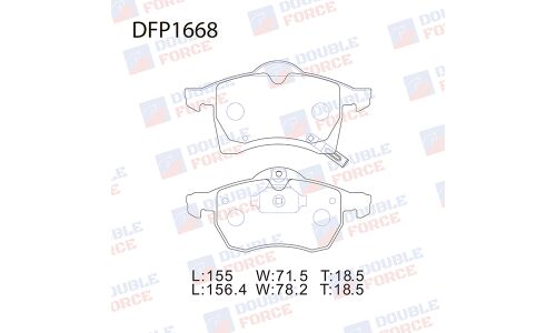 Колодки тормозные дисковые Double Force, передние, комплект на ось (4 шт), арт. DFP1668