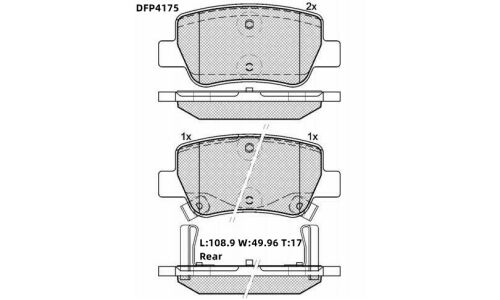 Колодки тормозные дисковые Double Force, задние, комплект на ось (4 шт), арт. DFP4175