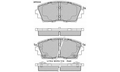 Колодки тормозные дисковые Double Force, передние, комплект на ось (4 шт), арт. DFP3535
