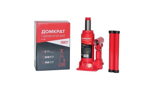 Домкрат гидравлический бутылочный iSky, 2000кг, подъём 158–308мм, арт. iLJ-2B