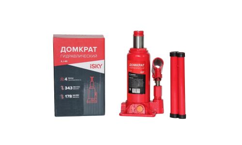 Домкрат гидравлический бутылочный iSky, 4000кг, подъём 180–350мм, арт. iLJ-4B
