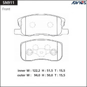 Колодки тормозные дисковые Advics передние, комплект на ось (4 шт), арт. SN911