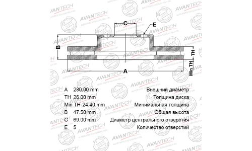Диск тормозной Avantech, арт. BR1111S