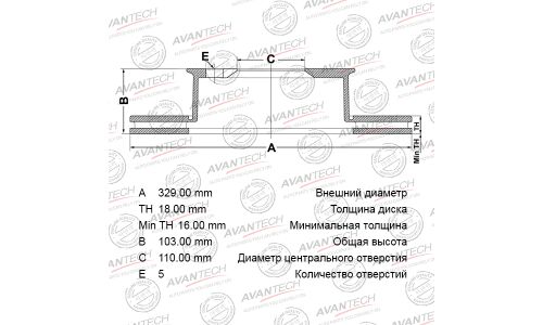 Диск тормозной Avantech, арт. BR0109S