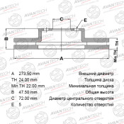 Диск тормозной Avantech, арт. BR0412S