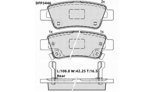 Колодки тормозные дисковые Double Force, задние, комплект на ось (4 шт), арт. DFP3446