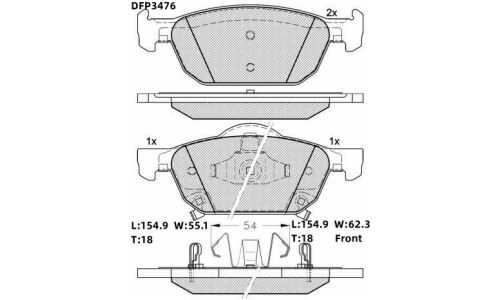 Колодки тормозные дисковые Double Force, передние, комплект на ось (4 шт), арт. DFP3476