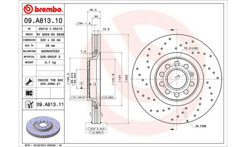 Диск тормозной Brembo, арт. 09A81311