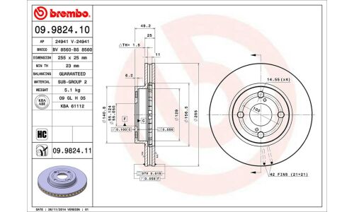 Диск тормозной Brembo, арт. 09982410
