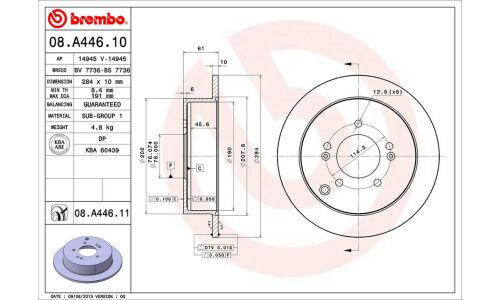 Диск тормозной Brembo, арт. 08A44610