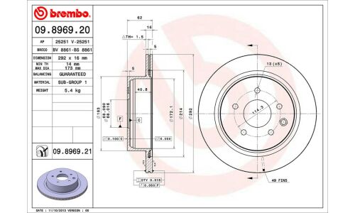 Диск тормозной Brembo, арт. 09896920