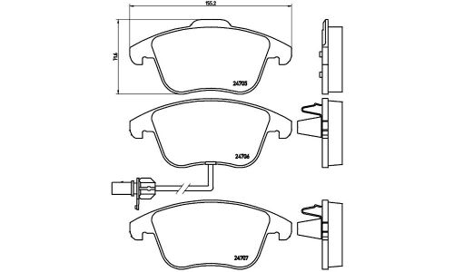 Колодки тормозные дисковые Brembo, комплект на ось (4 шт), арт. P85113