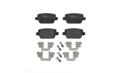 Колодки тормозные дисковые Brembo, комплект на ось (4 шт), арт. P44017