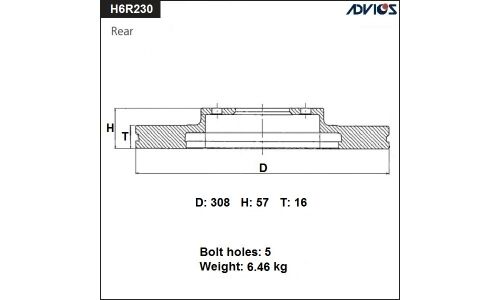 Диск тормозной ADVICS, арт. H6R230B