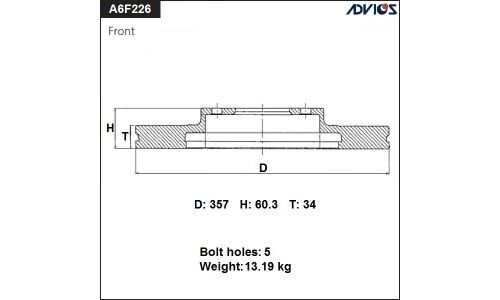Диск тормозной ADVICS, арт. A6F226B