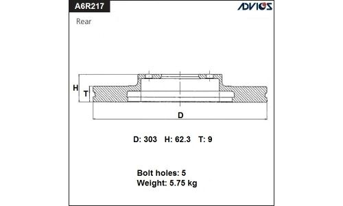 Диск тормозной ADVICS, арт. A6R217B