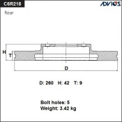 Диск тормозной ADVICS, арт. C6R218B