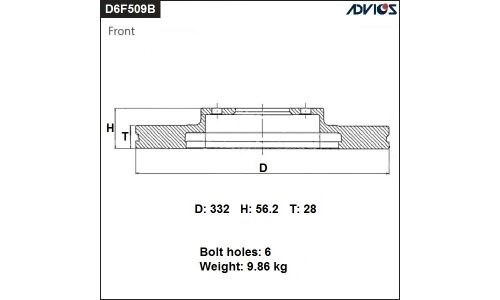 Диск тормозной ADVICS, арт. D6F509B