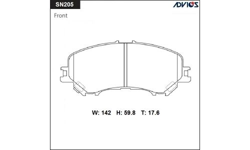 Колодки тормозные дисковые Advics, комплект на ось (4 шт), арт. SN205
