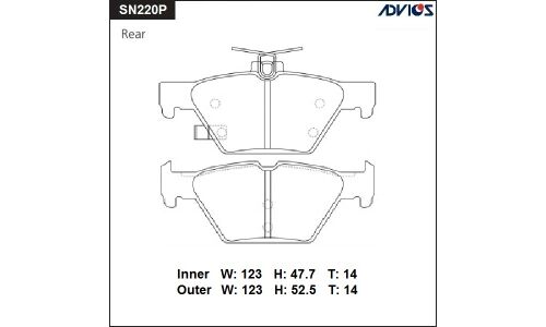 Колодки тормозные дисковые Advics, комплект на ось (4 шт), арт. SN220P