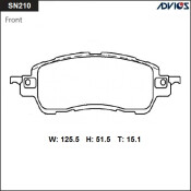 Колодки тормозные дисковые Advics, комплект на ось (4 шт), арт. SN210