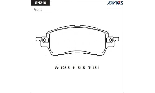 Колодки тормозные дисковые Advics, комплект на ось (4 шт), арт. SN210