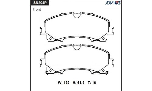 Колодки тормозные дисковые Advics, комплект на ось (4 шт), арт. SN204P