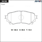 Колодки тормозные дисковые Advics передние, комплект на ось (4 шт), арт. SN188
