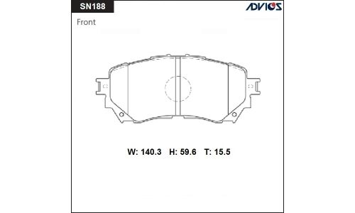 Колодки тормозные дисковые Advics передние, комплект на ось (4 шт), арт. SN188