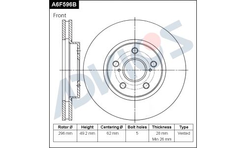 Диск тормозной ADVICS, арт. A6F596B