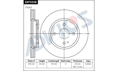 Диск тормозной Advics, арт. E6F532B