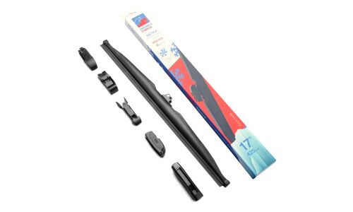 Щетка стеклоочистителя Double Force 425мм (17") каркасная, зимняя, крепления J-Hook, Side Pin (P&H), Pinch Tab, Push Button, 1 шт, арт. DFW17