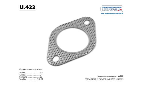 Прокладка приемной трубы выхлопной системы Transmaster Universal, паронитовая металлосодержащая, арт. u.422