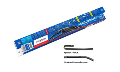 Щетка стеклоочистителя Avantech Aerodynamic 500мм (20") каркасная, летняя, крепление Bayonet, J-Hook, 1 шт, арт. A-20U