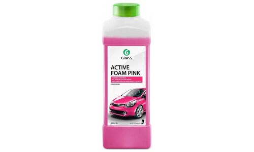 Автошампунь Grass Active Foam Pink, для бесконтактной мойки, концентрат, розовый, бутылка 1л, арт. 113120