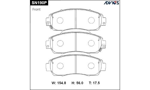 Колодки тормозные дисковые Advics, комплект на ось (4 шт), арт. SN190P