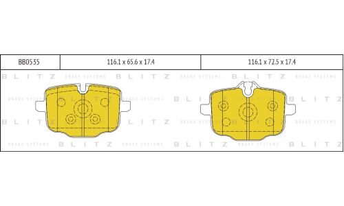 Колодки тормозные Blitz дисковые, арт. BB0535