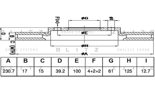 Диск тормозной Blitz, арт. BS0517
