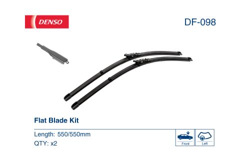 Щетки стеклоочистителя Denso Flat 560мм (22") бескаркасные, всесезонные, крепление Pinch Tab, комплект 2 шт, арт. DF-098