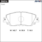 Колодки тормозные дисковые Advics, комплект на ось (4 шт), арт. SN314