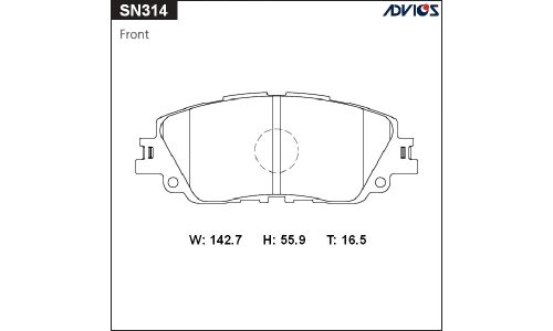 Колодки тормозные дисковые Advics, комплект на ось (4 шт), арт. SN314