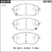 Колодки тормозные дисковые Advics передние, комплект на ось (4 шт), арт. SN313P