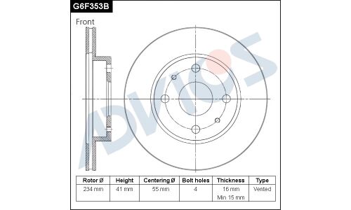 Диск тормозной ADVICS, арт. G6F353B