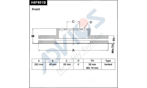 Диск тормозной ADVICS, арт. H6F851B