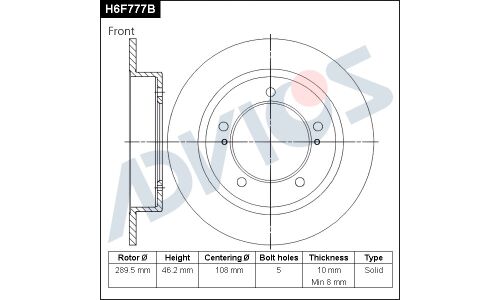 Диск тормозной ADVICS, арт. H6F777B