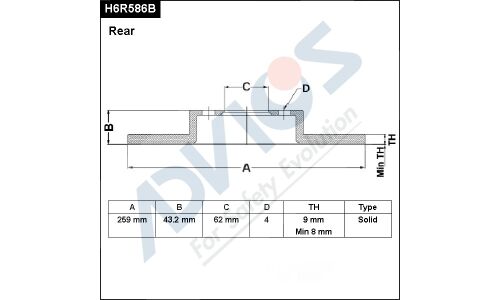 Диск тормозной ADVICS, арт. H6R586B