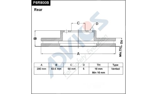 Диск тормозной ADVICS, арт. F6R800B