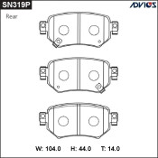 Колодки тормозные дисковые Advics задние, комплект на ось (4 шт), арт. SN319P
