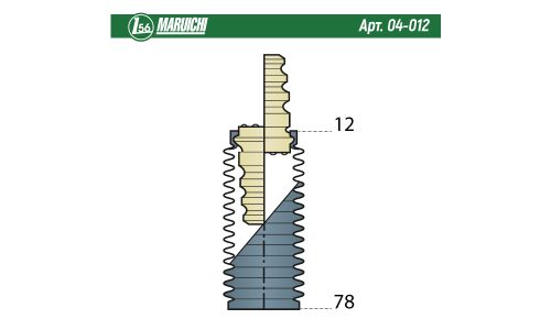 Пыльник-отбойник амортизатора универсальный Maruichi, под шток Ø12мм, арт. 04-012